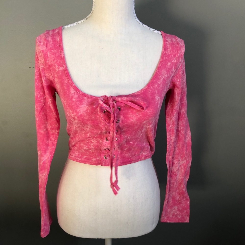Cropped Tie Dye Pink Top